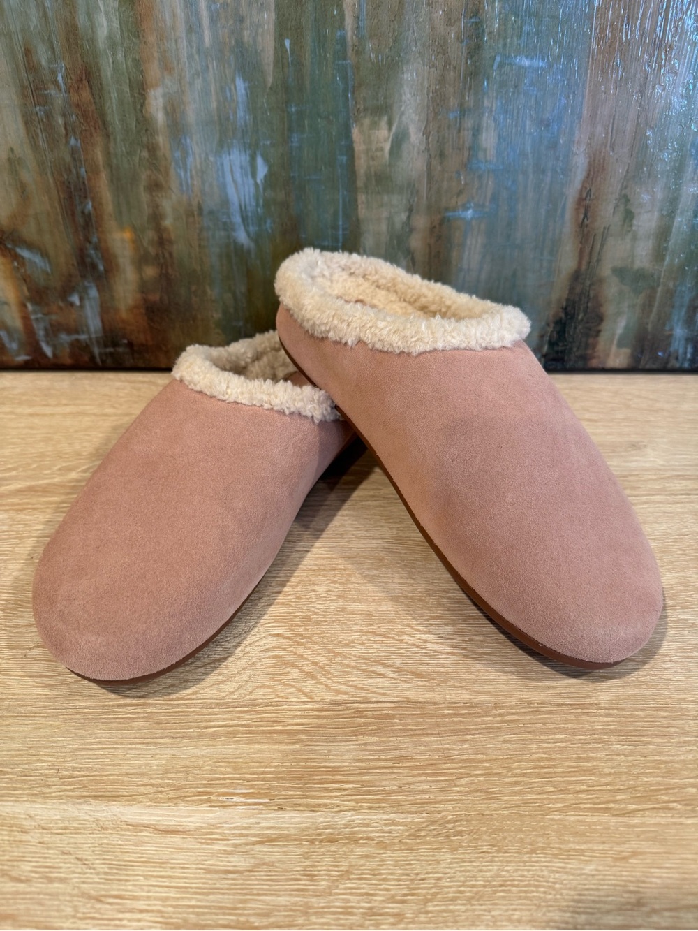 Jeffrey Campbell Cozy Suede Slip-On Mule Clog  in Beige Suede Combo NIB